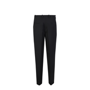 Adjustable drawstring waist. Tapered cut. Front zip closure. Side pockets