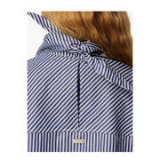 Blue Cotton Long Sleeves Striped Bandana Blouse