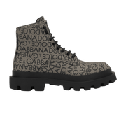 Dolce & Gabbana Combat Boot Allover Logo - Marrone