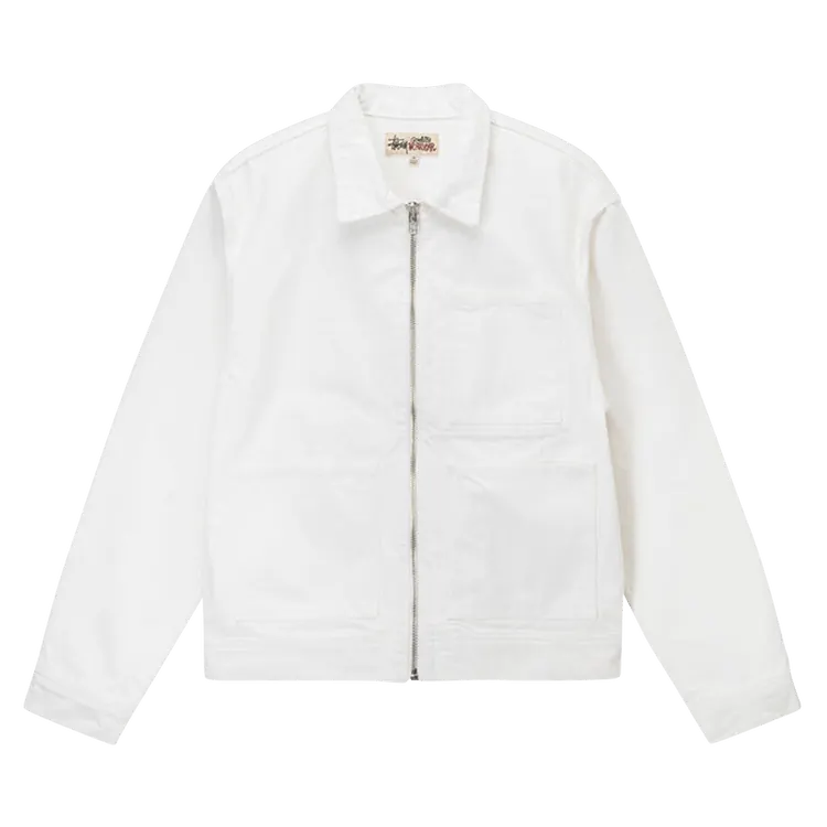 Stussy Overdyed Zip Work Jacket White