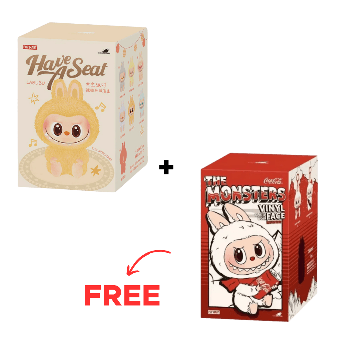 BUY 1 GET 1 FREE - Pop Mart Labubu The Monsters Have a Seat + Coca-Cola Vinyl Face Sealed Case Pack of 2