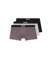 Boss Three Pack Of Stretch Cotton Trunks Light Grey
