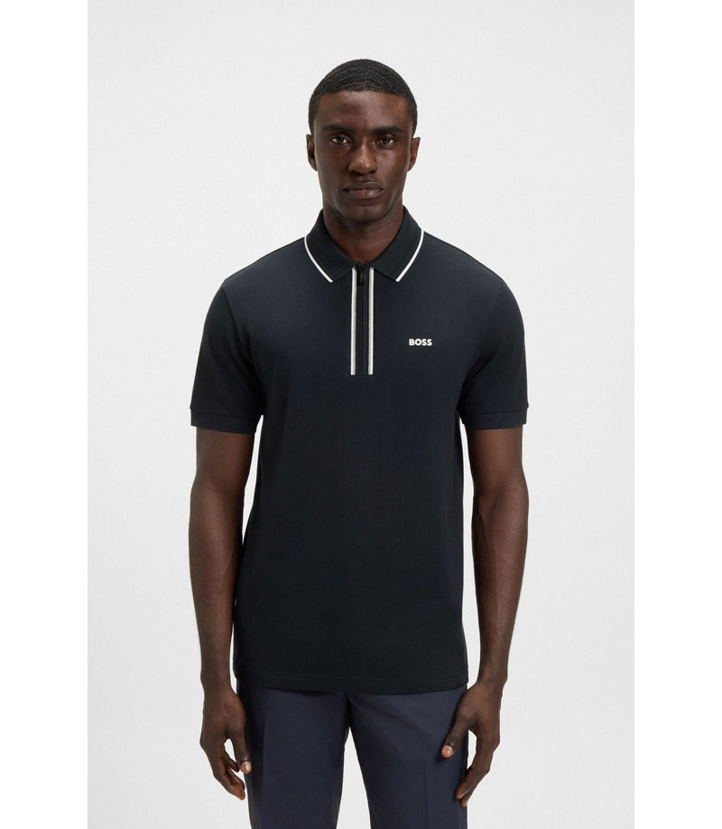 Boss Quick Dry Polo Shirt In Stretch Cotton Dark Blue