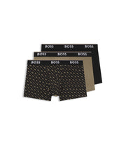 Boss Three Pack Of Trunks With Logo Waistbands Light Brown