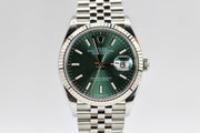 Rolex | Datejust | 126234 | White gold and steel | 36 mm | Steel | Green | Automatic