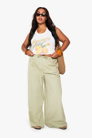 Plus Cotton Poplin Wide Leg Trousers