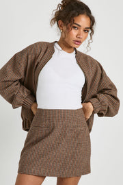 Wool Look Check Mini Skirt