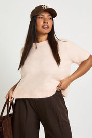 Plus Short Sleeve Knitted Top