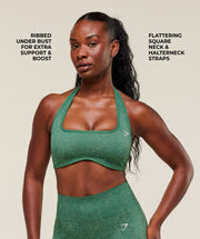 Women's Gymshark Adapt Fleck x Whitney Halterneck Sports Bra Lift Green