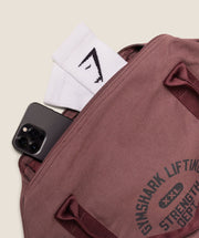 Gymshark Strength Dept Canvas Duffle Bag Burgundy Brown