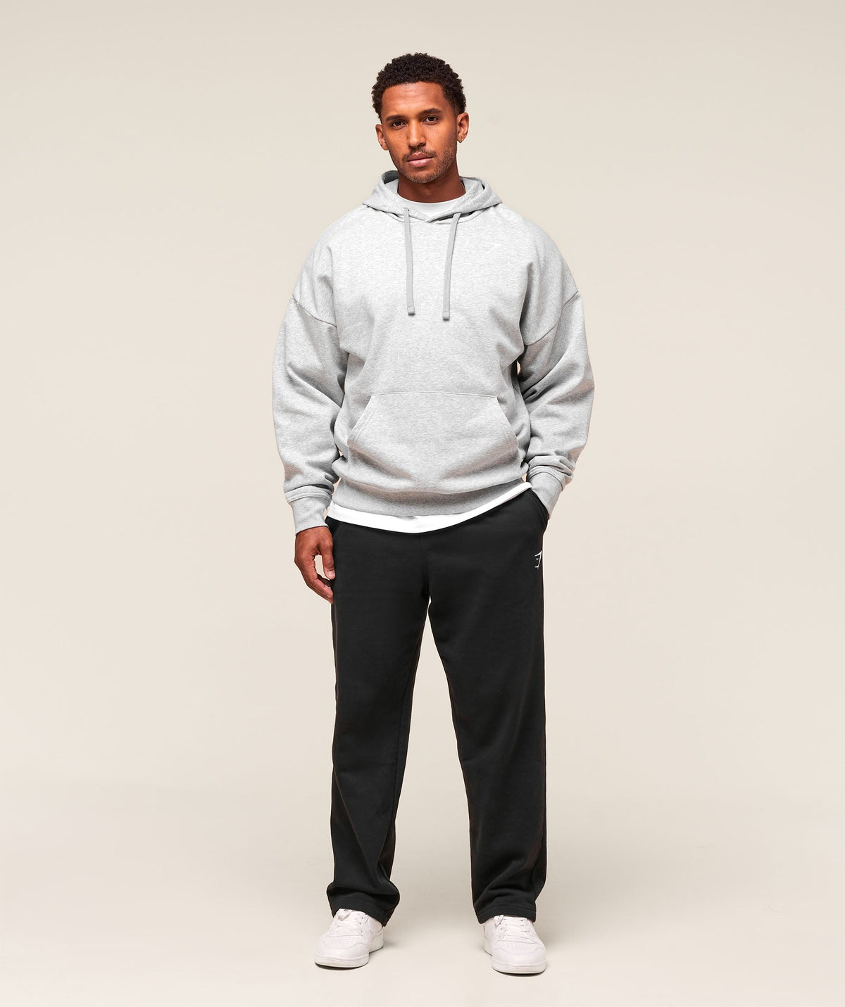 Gymshark Crest Oversized Hoodie - Light Grey Marl