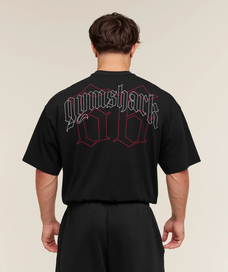 Gymshark Outline Graphic T-Shirt oversized fit Black