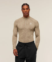 Gymshark Geo Seamless 1/4 Zip Cement Brown