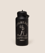 Gymshark Metal Insulated 1L Bottle with Straw - Strongwoman Graphic - Black
