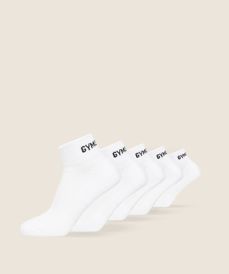 Gymshark Quarter Socks 5Pk White