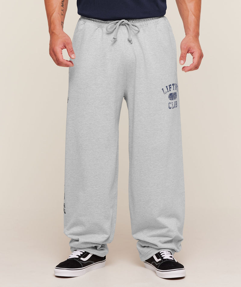 Gymshark Retro Collegiate Graphic Wide Leg Pants Bros Soft Grey Marl
