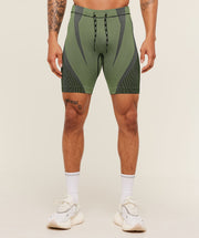 Gymshark Seamless Running Half Tight -  Stealth Blue /  Sorbet Yellow