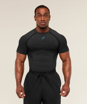 Gymshark Shadow Seamless T-Shirt - Black/Brand Blue
