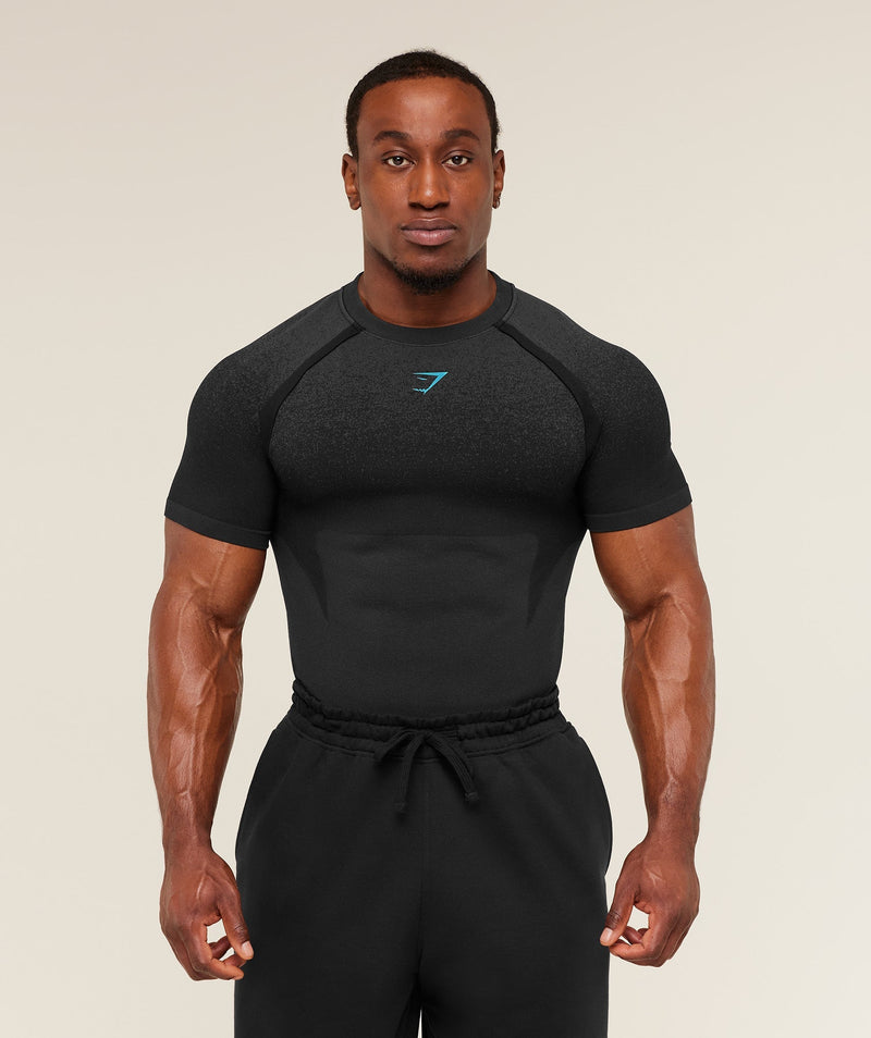 Gymshark Shadow Seamless T-Shirt - Black/Brand Blue