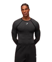 Gymshark Shadow Seamless Long Sleeve T-Shirt - Black