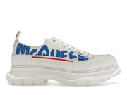 Alexander McQueen Tread Slick Lace Up McQueen Graffiti Logo - White Blue
