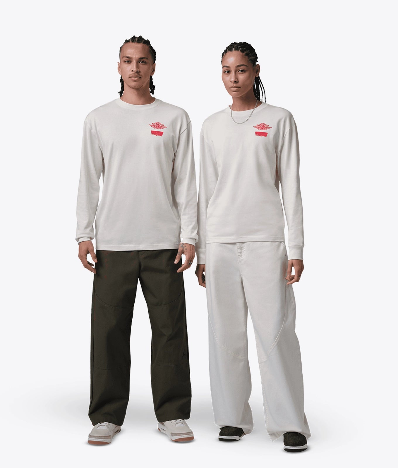 Jordan X LEVIS LONG SLEEVE TEE PALE IVORY/BLACK-UNIVERSITY RED