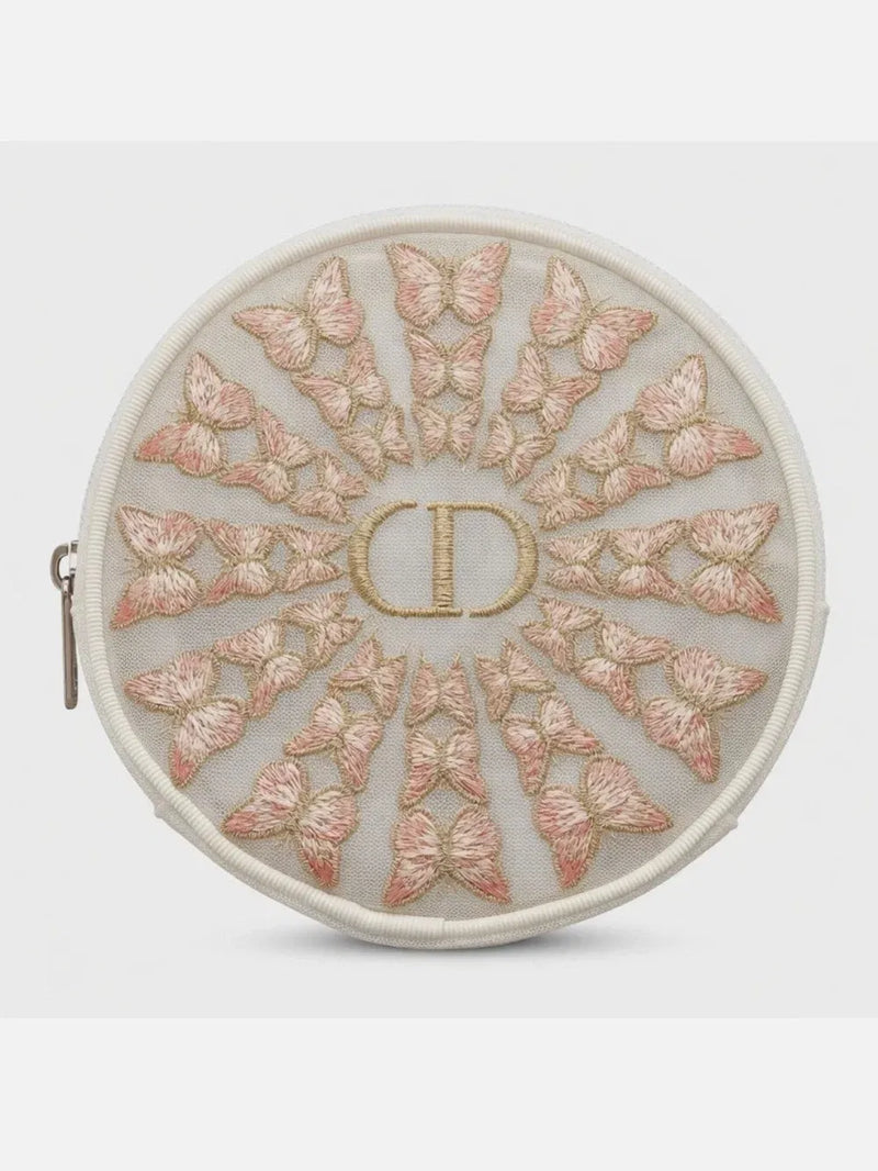 Dior 2026 Mother's Day Limited Butterfly Embroidered Round Pouch New With Box