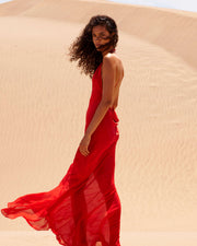 Lotus Slip Dress Red