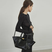 DeMellier The Midi New York black croc-effect