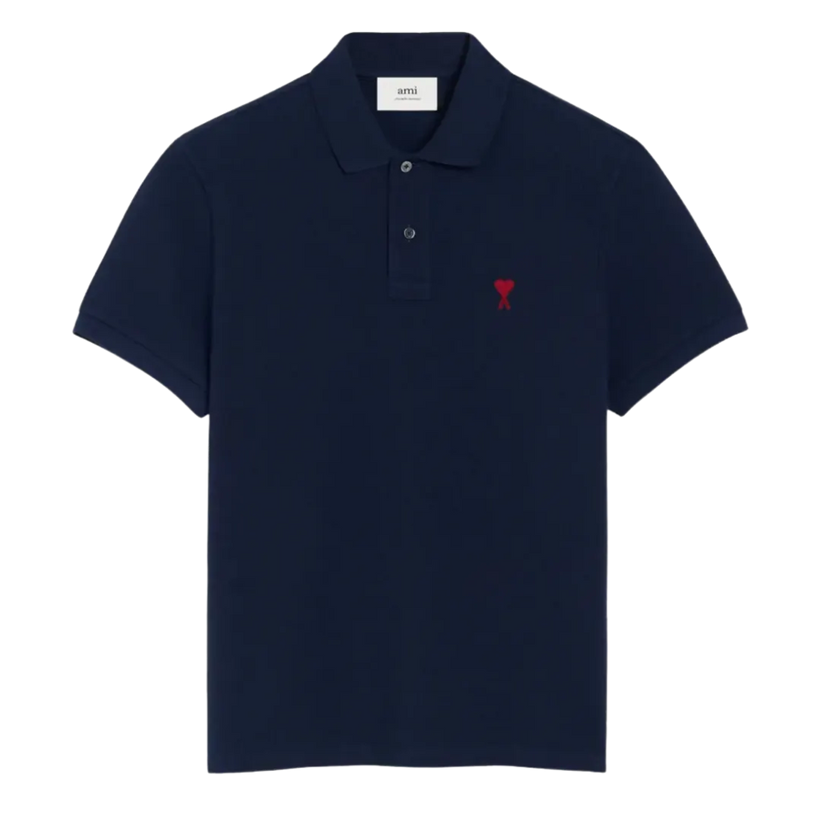Navy Cotton Ami de Coeur Polo Shirt Ami de Coeur polo shirt in organic cotton pique