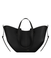 Polene Cyme Textured Black with Ecru Stitching