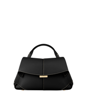 Polene Mokki Mini Textured Black with Ecru Stitching