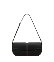 Polene Osmo Smooth Black with Ecru Stitching