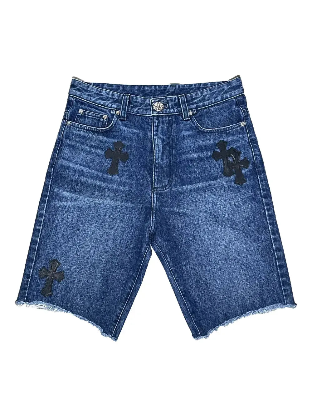 patch-detail denim shorts