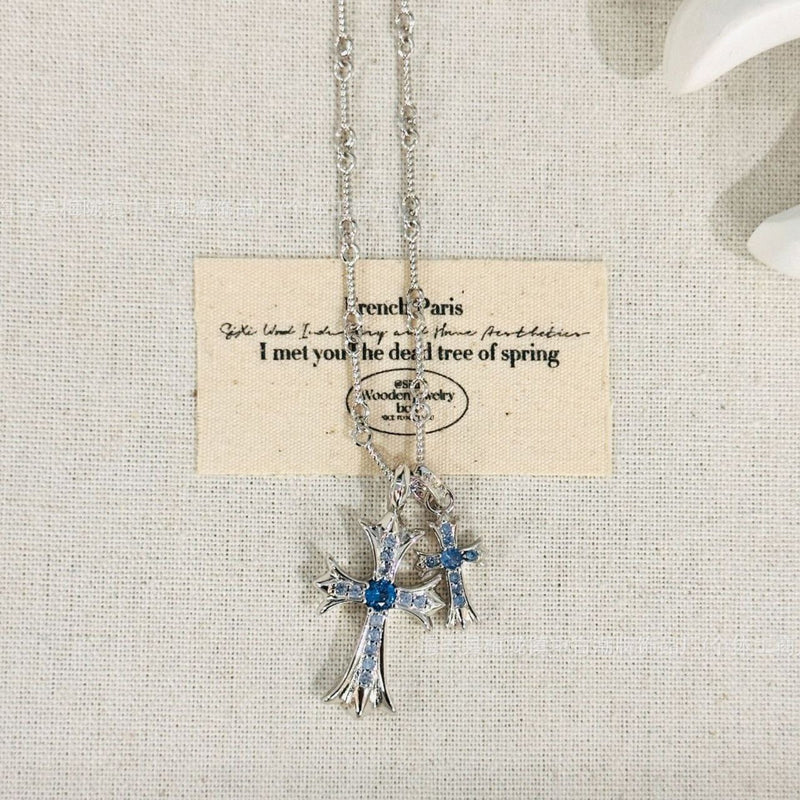 CH Double Pendant Necklace Blue