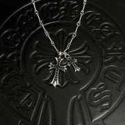 CH Double Pendant Necklace Black