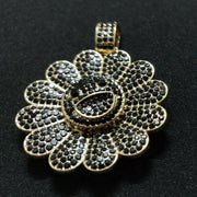 MURAKAMI FLOWER ICED OUT PENDANT (BLACK GOLD PLATED)