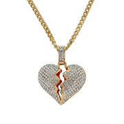 BROKEN HEART ICED OUT PENDANT (GOLD)