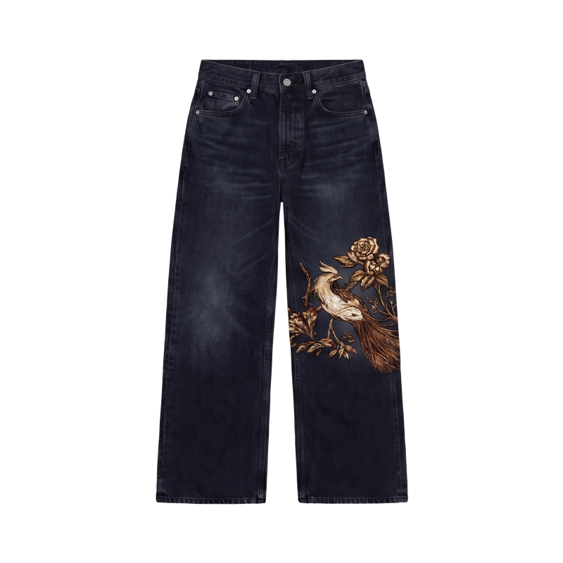 Off Supply Gilded Crane Embroidered Denim — Limited Edition