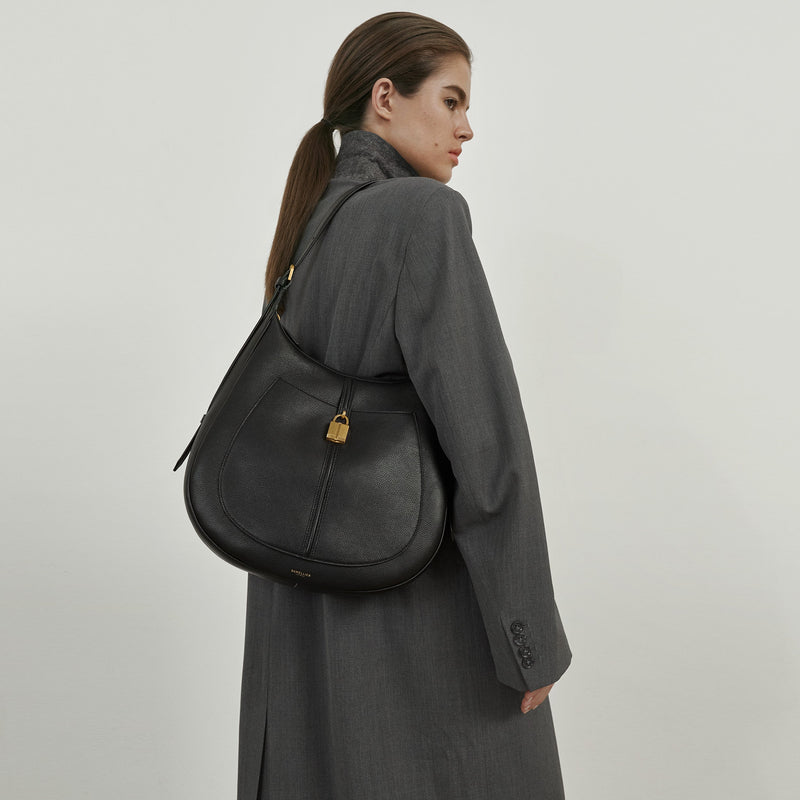 DeMellier The Siena Hobo black small grain