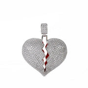BROKEN HEART ICED OUT PENDANT (SILVER)