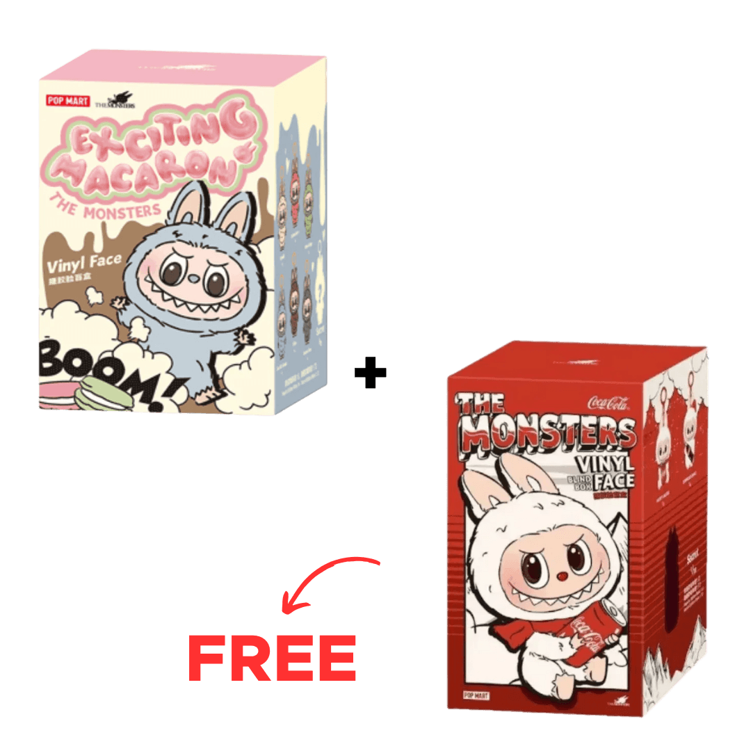 BUY 1 GET 1 FREE - Pop Mart Labubu The Monsters Tasty Macarons + Coca Cola Vinyl Face Sealed Case Pack of 2
