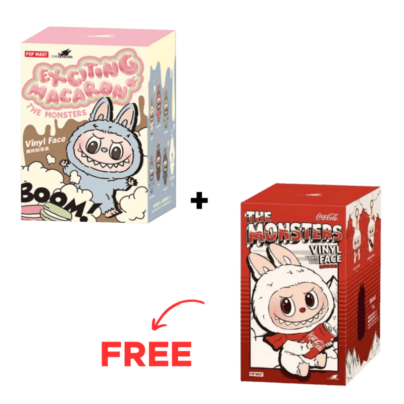 BUY 1 GET 1 FREE - Pop Mart Labubu The Monsters Tasty Macarons + Coca Cola Vinyl Face Sealed Case Pack of 2