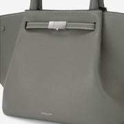 DeMellier The Midi New York stone grey small grain ecru stitching
