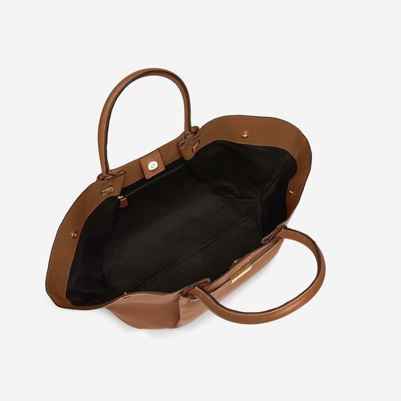 DeMellier The New York tan small grain ecru stitching