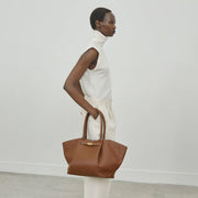 DeMellier The New York tan small grain ecru stitching