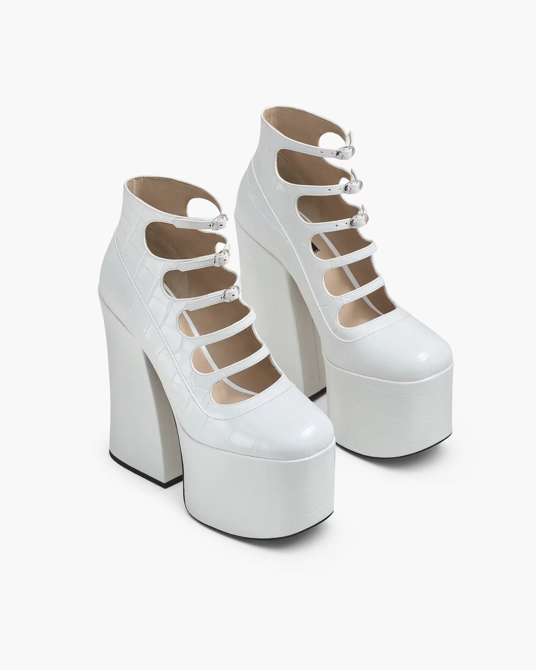 Marc Jacobs Marc Jacobs The Croc Embossed Kiki Ankle Boot Cotton White Cotton White