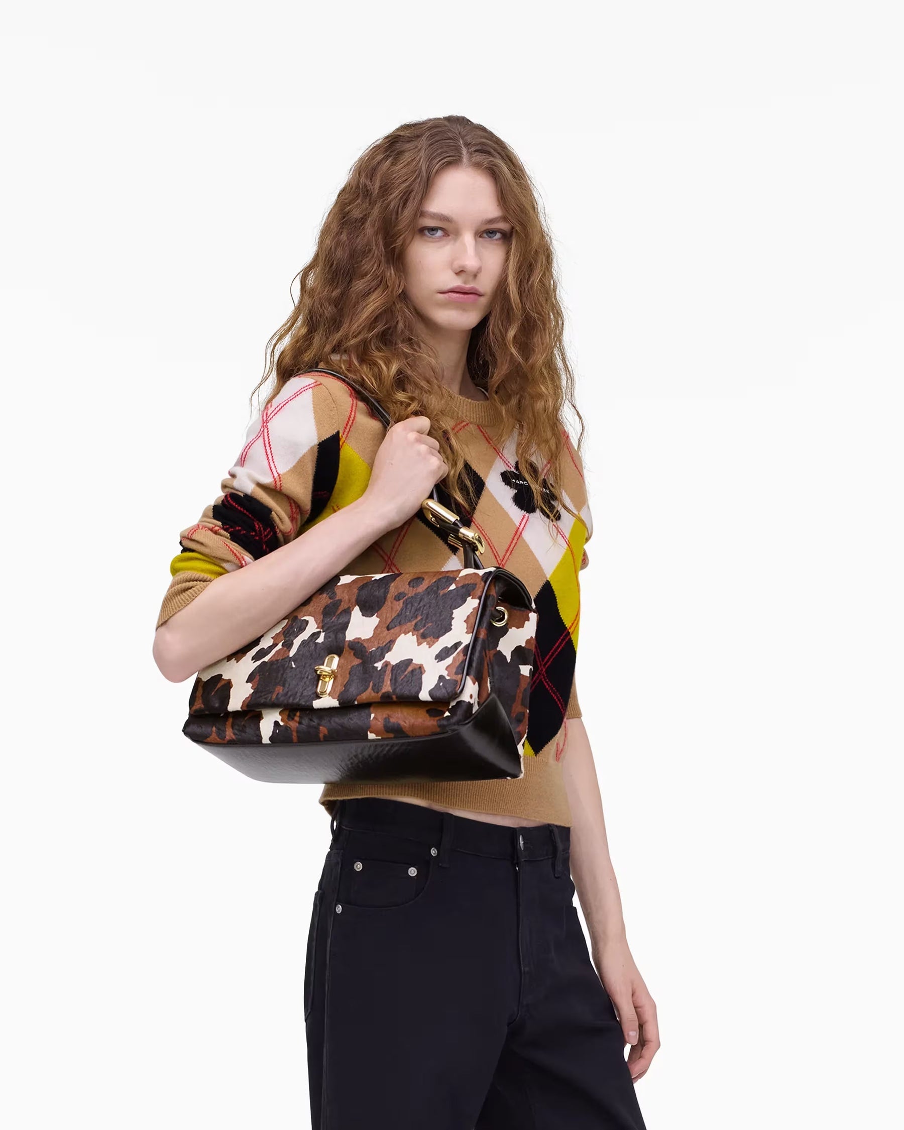Marc Jacobs Marc Jacobs The Cow Haircalf Large Dual Bag Mocha Multi Mocha Multi