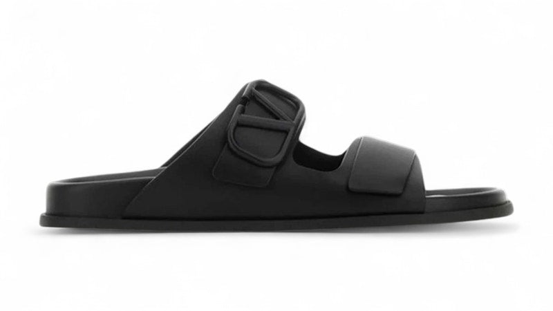 Valentino V Logo Signature Slippers Black