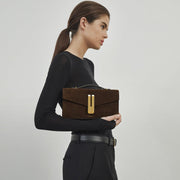 DeMellier The Vancouver Clutch mocha suede & mocha smooth